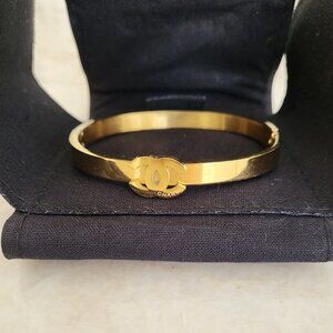 Beautiful Chanel Gold Logo Bangle Bracelet